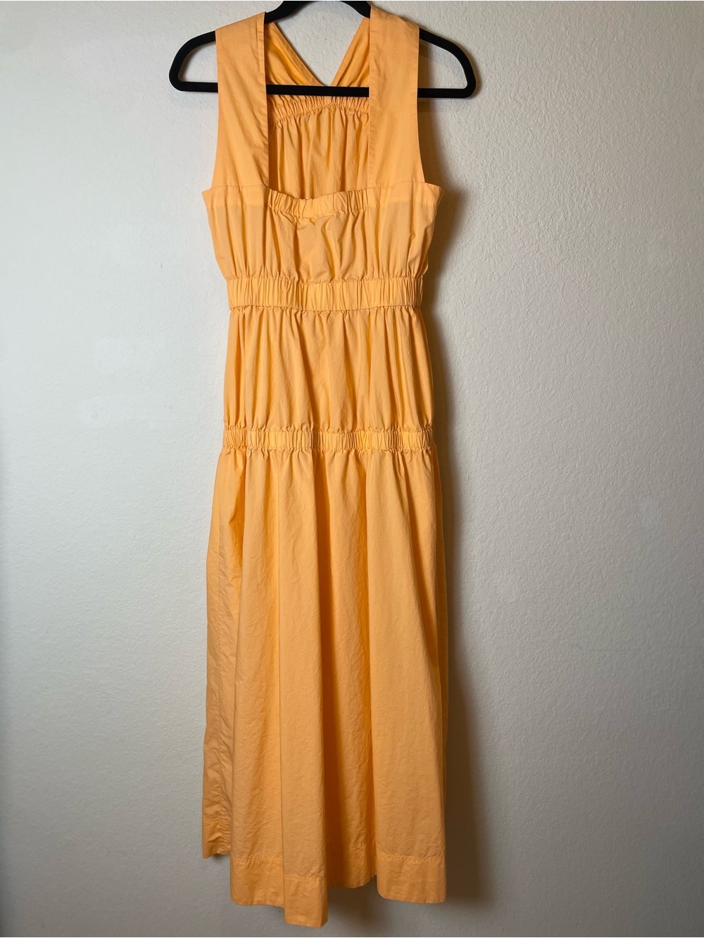 Banana Republic Sleeveless Tiered Maxi Dress Light Orangey Peach Square Neck